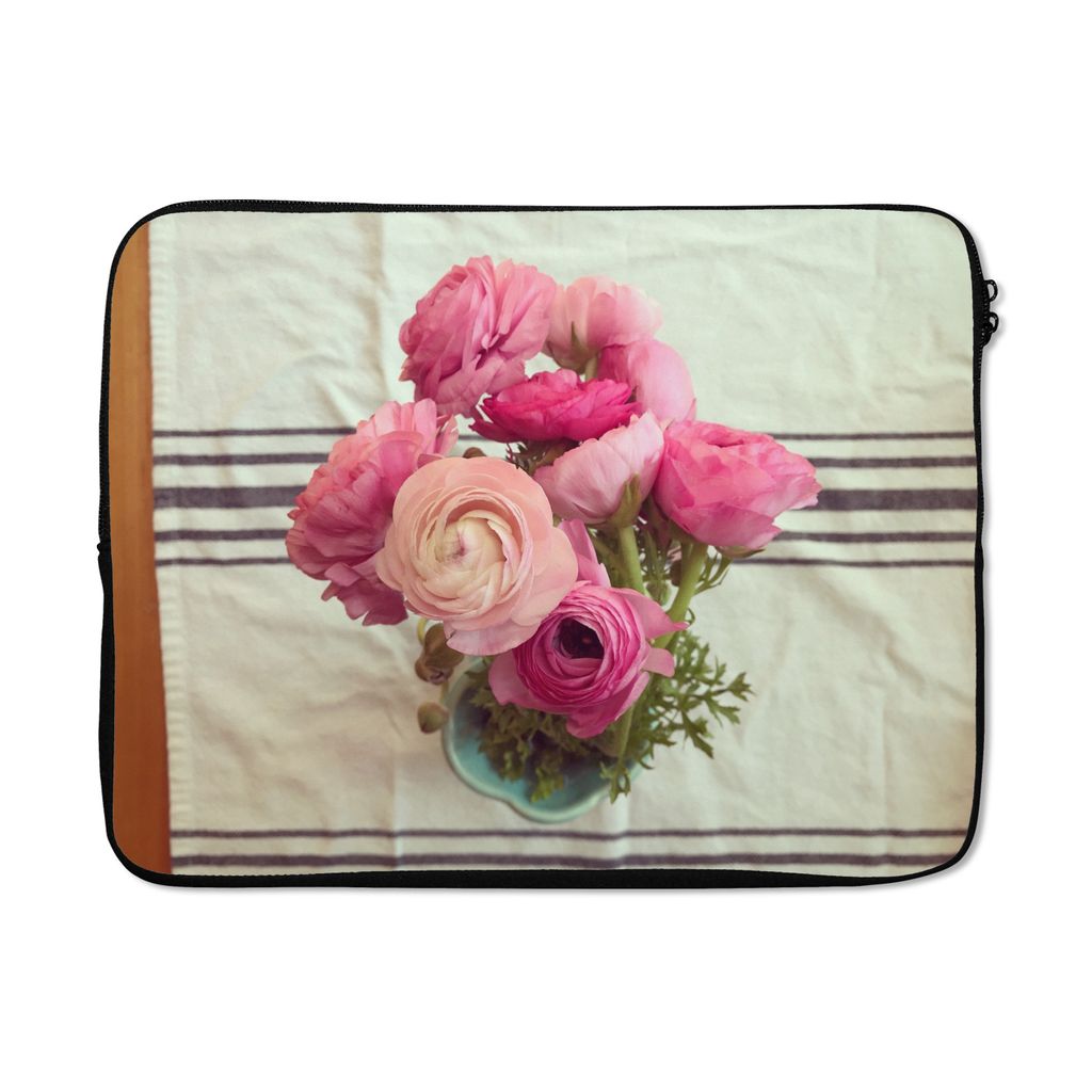 MuchoWow Laptop Hülle 17 Zoll Laptoptasche Eine Vase gefüllt mit rosa Butterblumen - Zipper - Schutzabdeckung