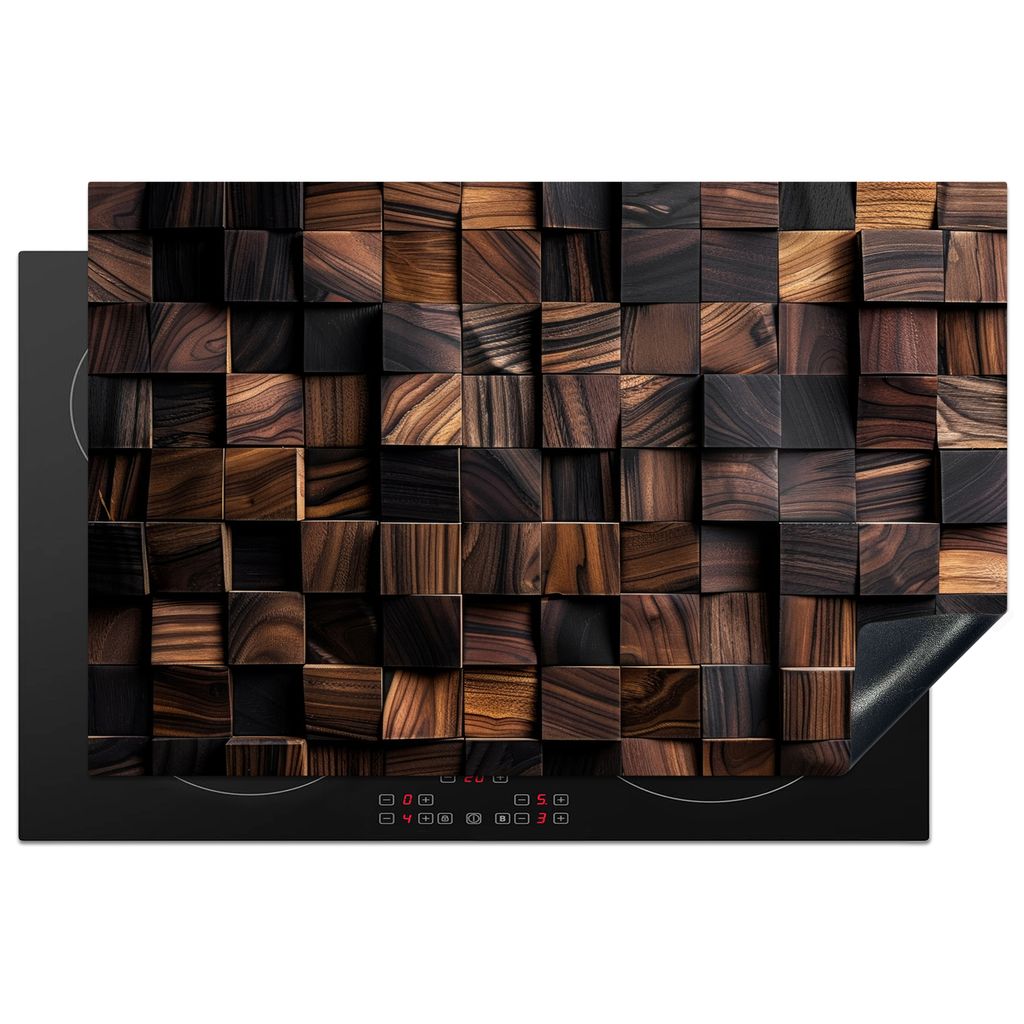 KitchenYeah Herdabdeckplatte Braun - Holzmotiv - Industriell , 81x52cm, Küche Deko, Glaskeramikkochfeld Herdabdeckung, Abdeckplatte fùr Kochfeld