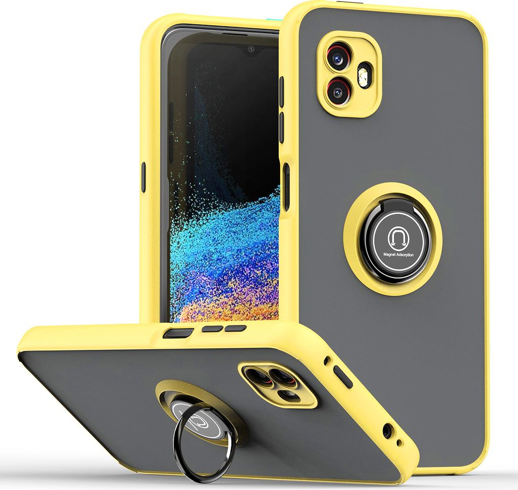 Galaxy Xcover6 Pro Hülle, Ring Halter Ständer Matte Transluzent TPU Rahmen Stoßfest Schutzhülle für Samsung Galaxy Xcover6 Pro