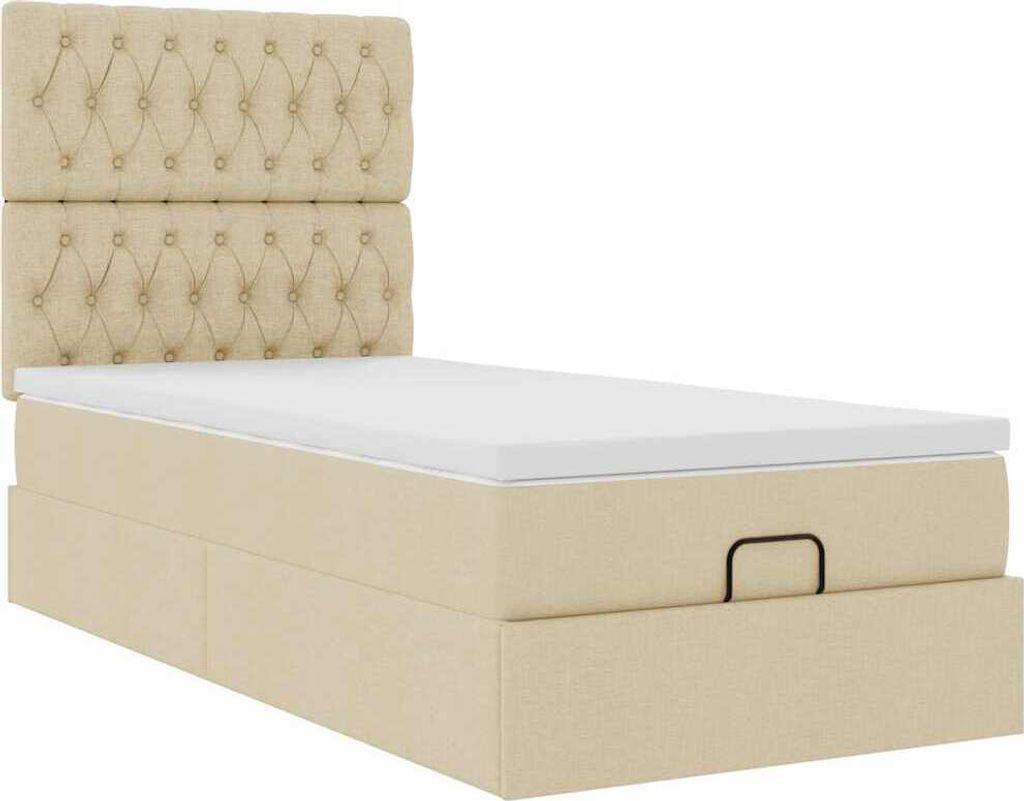 Ottoman-Bett mit Matratze Creme 100x200 cm Stoff