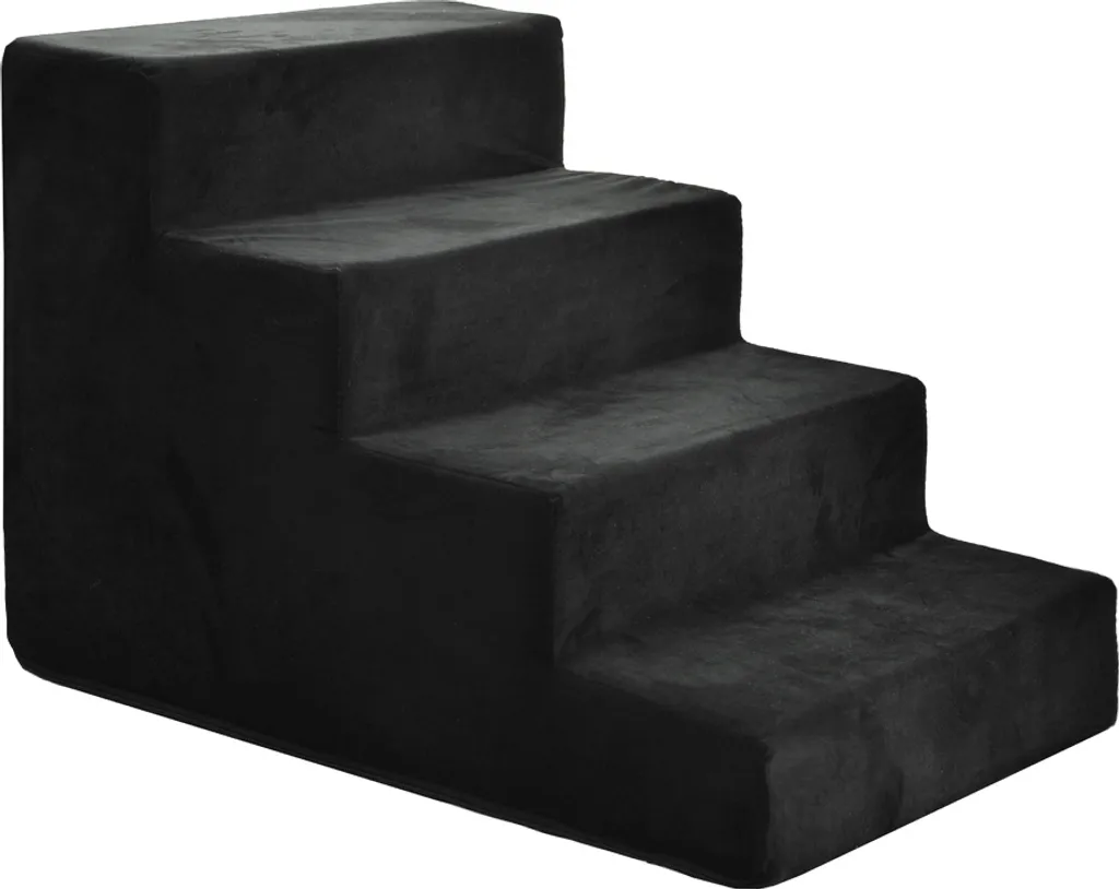 Escalier pour chiens 4 marches en velours noir déhoussable et doux