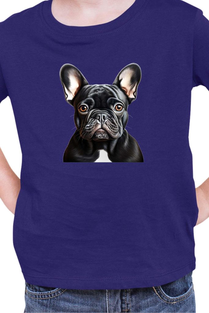 Kinder T-Shirt Dogs Breeds French Bulldog Dog Breed 005, 12-13 Jahr - 152 / Dunkelblau