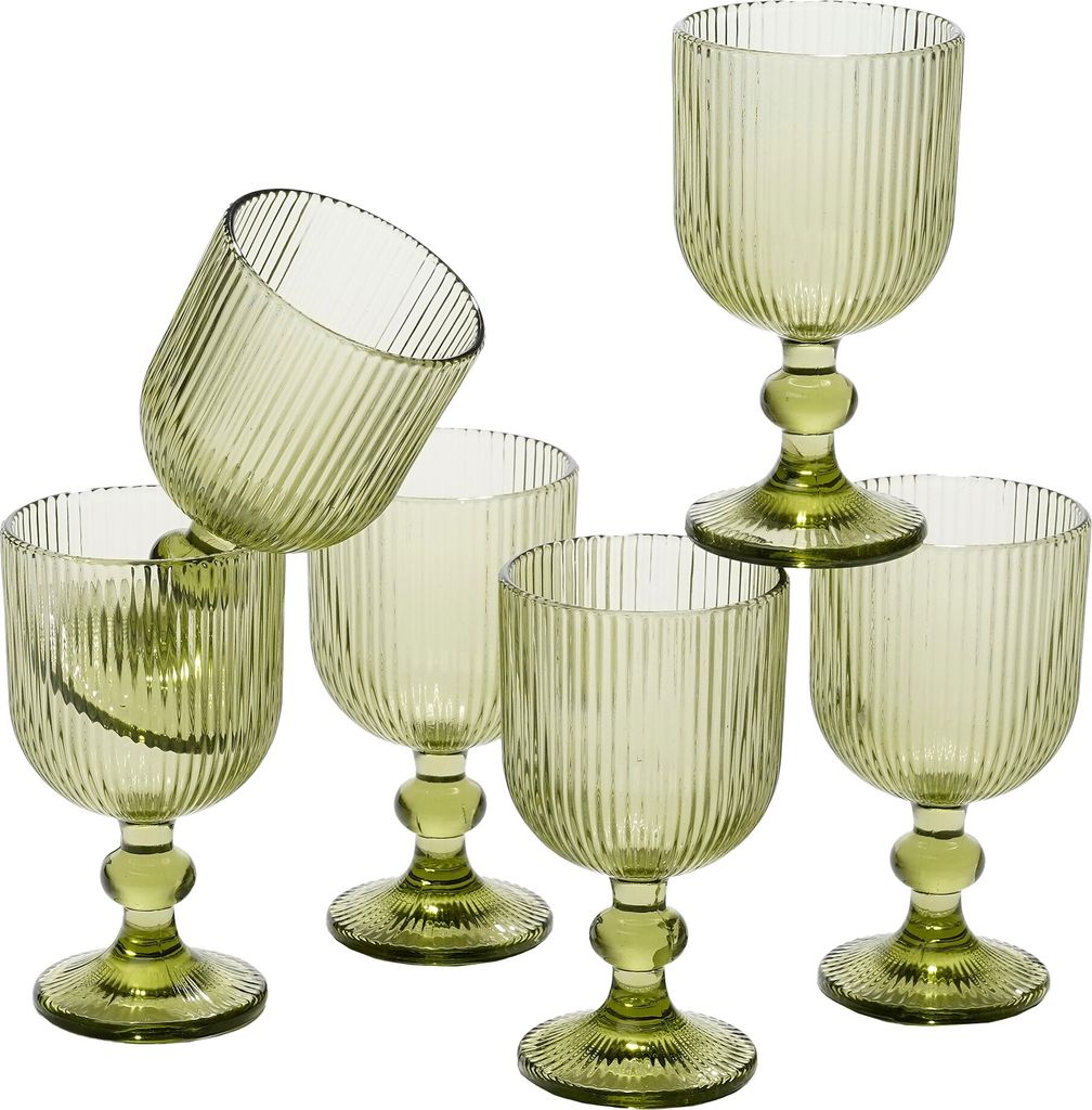 Mica Decorations Merlot Weinglas - 6er-Set - 250 ml - Glas - Hellgrün