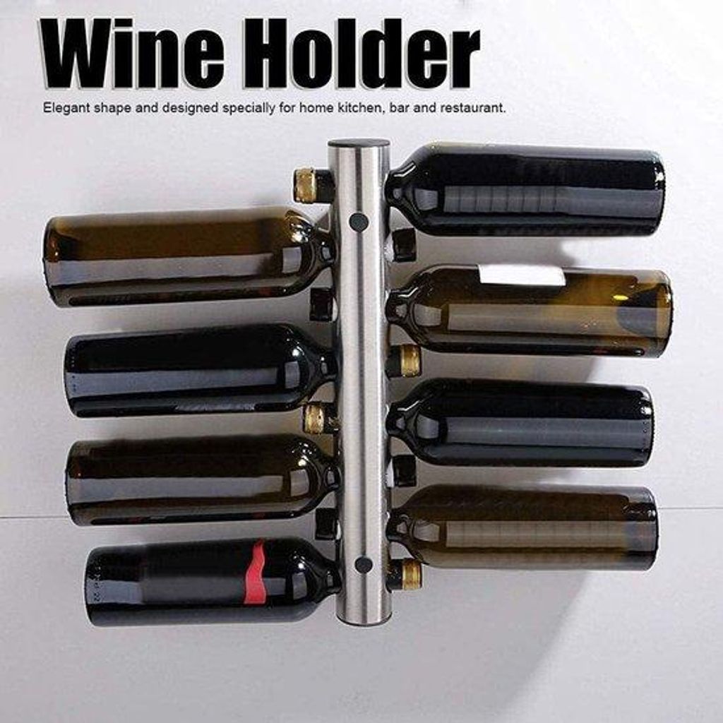 Weinregal, wandmontiert, Edelstahl, kreatives Stangen-Design, vertikal, röhrenförmig, für mehrere Flaschen, Rotweinflaschenhalter, Barzubehör f...