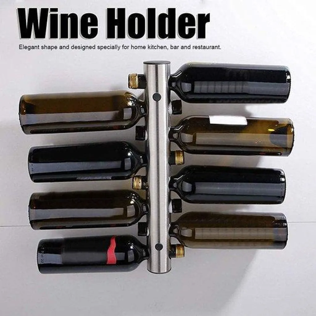 Porte-bouteilles mural gain de place inox, range-vins vertical stable