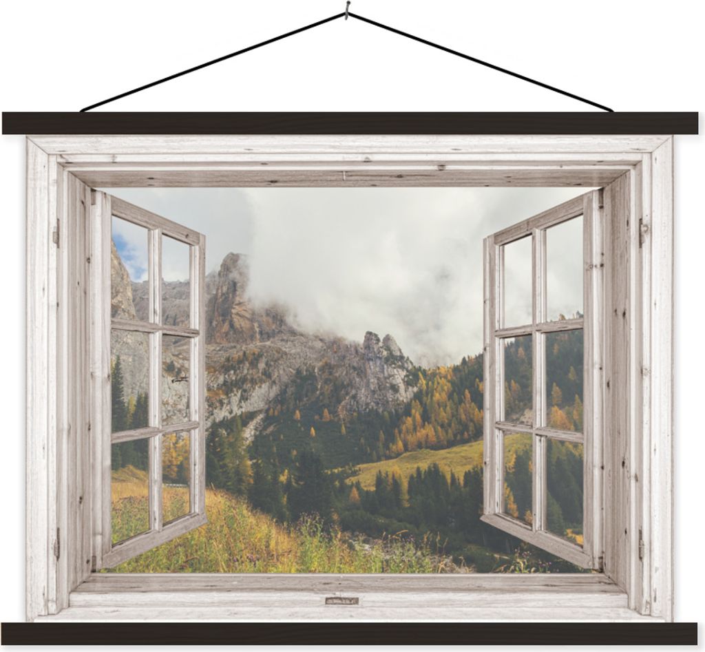 MuchoWow Textilposter Aussicht - Berg - Herbst 40x30 cm mit schwarzem Rahmen - Dekorationen