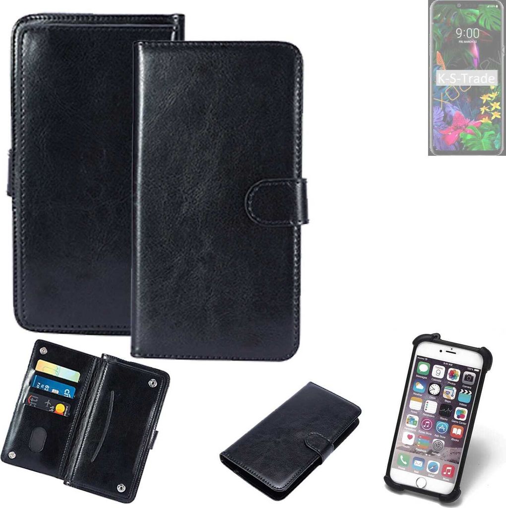 K-S-Trade 360° Hülle kompatibel mit LG Electronics G8 ThinQ schwarz Kunstleder Case BookCase WalletCase Kunstlederederhülle Handyhülle,