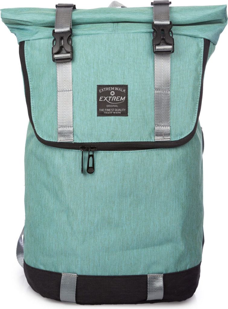 Bag Street Damen Rucksack für Ausflüge Trekkingrucksack mit Laptopfach und Rollverschluss Türkis