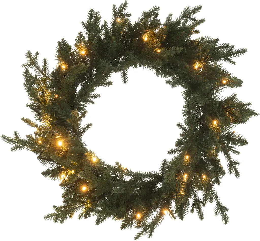 Couronne Décorative Verte 20 LED à Piles J-Line Artificielle et Ronde