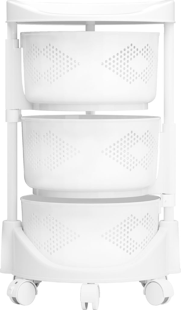 Drehbarer Rollwagen, Küchenwagen, drehbare Küchenregale, Aufbewahrungsorganizer für Küchengemüse, Obstkorb, Bodenständer, Regal, Obstturm, 3/...