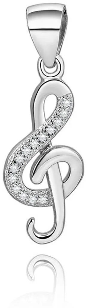 Pendentif en argent 925 avec zircons Clé de sol AGH591 pour femme