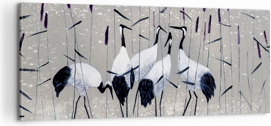 Bild auf Leinwand - Leinwandbild - Vogel Natur Wasser - 100x40cm - Wand Bild - Wanddeko - Leinwanddruck - Bilder - Kunstdruck - Wanddekoration - Le...