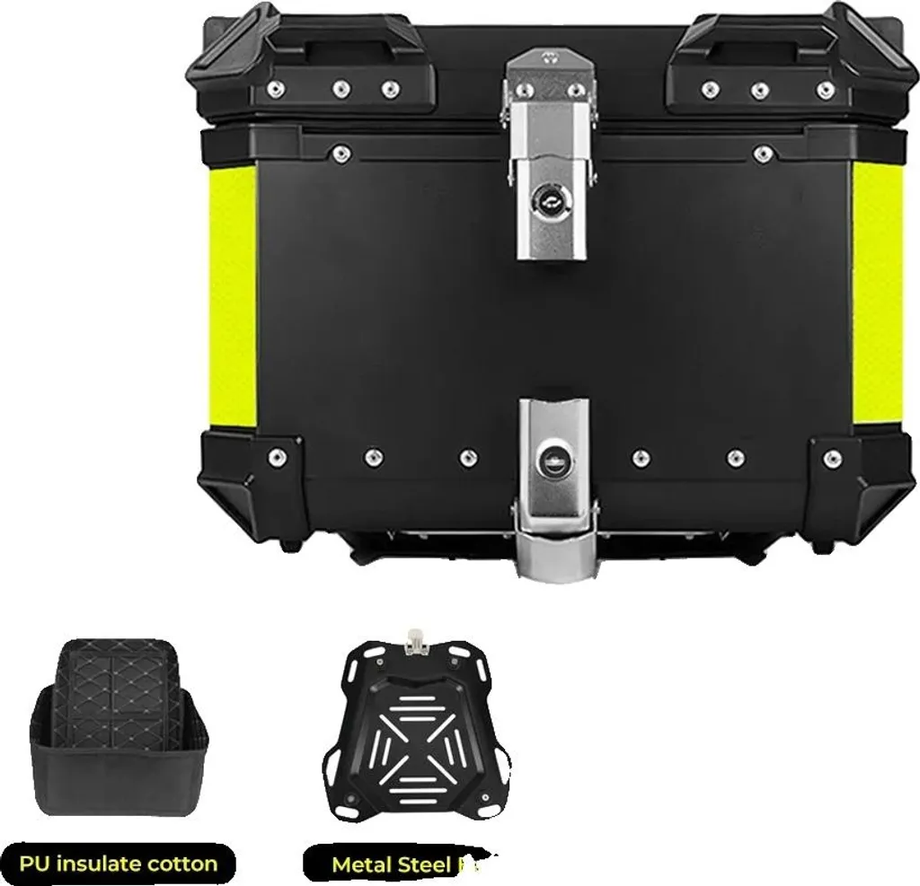 Top Case Moto 55L en Aluminium Noir Étanche - Coffre Arrière Robuste