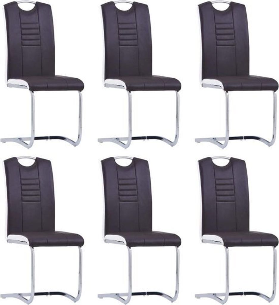 vidaXL 6 x Freischwinger Stühle Esszimmerstühle Gepolsterter Stuhl Hochlehniger Küchenstuhl Esszimmerstühle Schwarz Kunstleder