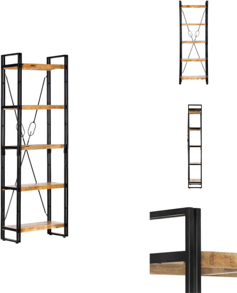vidaXL Bücherregal 5 Fächer 60 x 30 x 180 cm Mango Massivholz - Bücherregale & Bücherschränke
