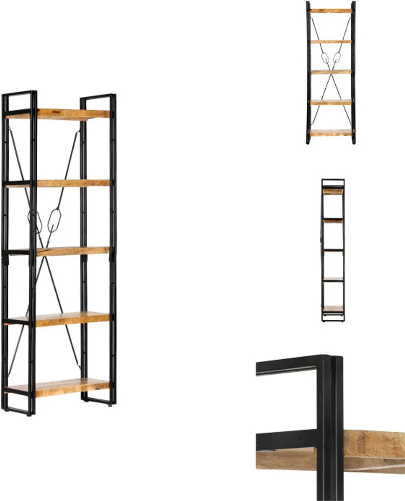 Bibliothèque vidaXL 5 compartiments 60x30x180 cm en bois de manguier