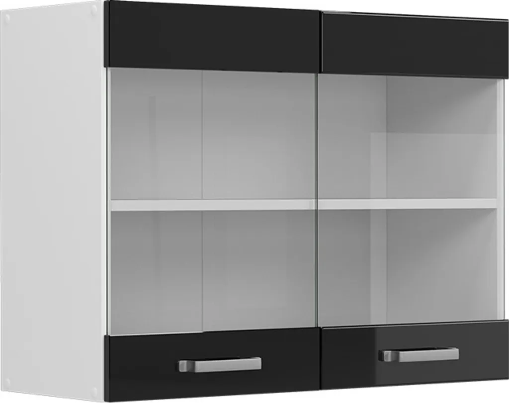 Vicco Pensile 80cm R-Line Vetro Nero Lucido | Montaggio Rapido