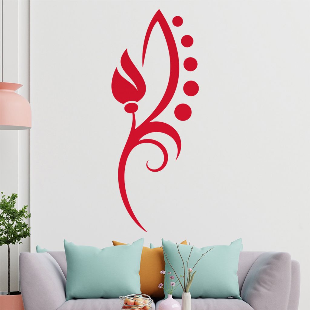 Blume- Linien Punkte Wandtattoo in 6 Größen - Wandaufkleber Wall Sticker - Dekoration, Küche, Wohnzimmer, Schlafzimmer, Badezimmer