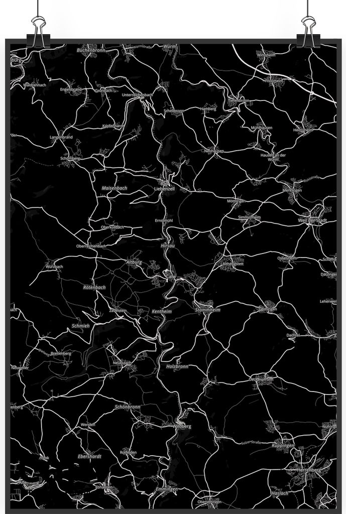 Mr. & Mrs. Panda Bild Calw DIN A2 - Geschenk, Plakat, Stadt, Wanddekoration, Design Poster, drucke, Posterdruck, Dorf Karte Landkarte Map Stadtplan