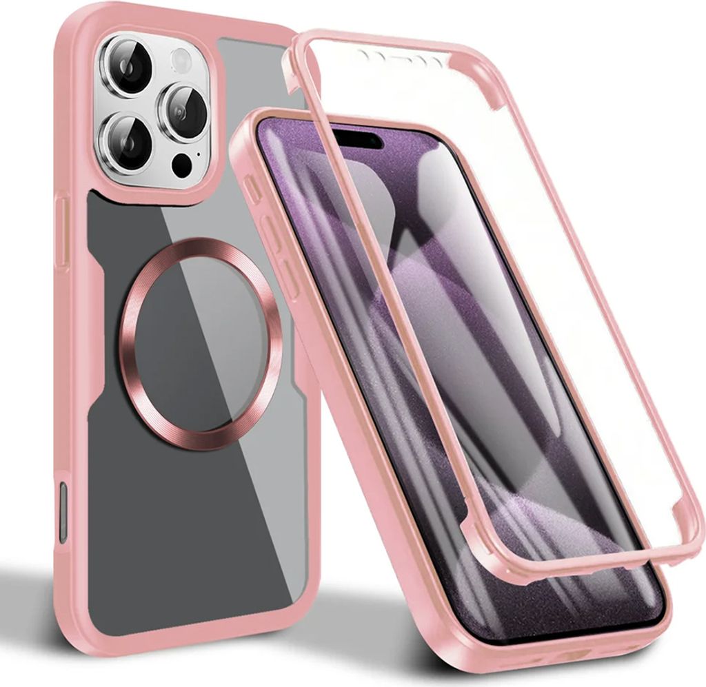 Techsuit ColorVerse 360 Hülle mit Schutzfolie und MagSafe für Apple iPhone 16 Pro Max - Rosa