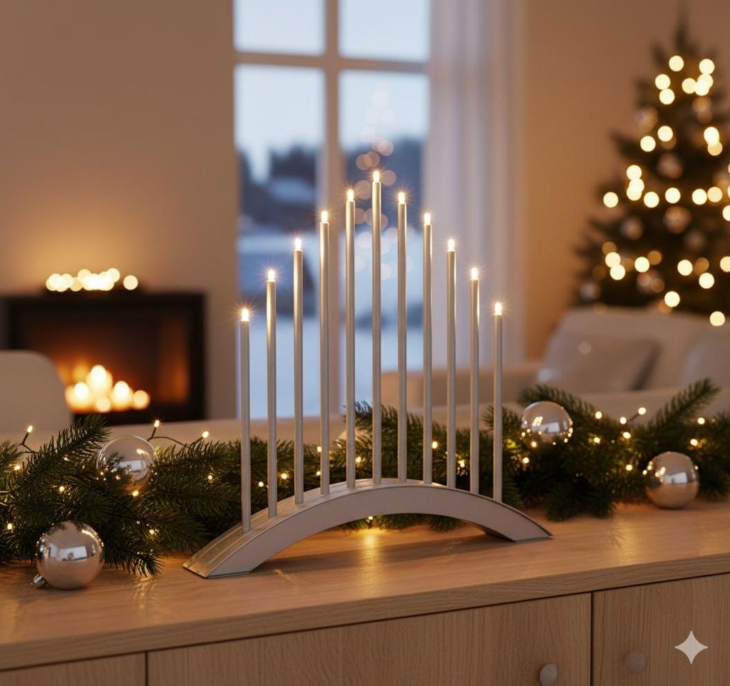 MeLiTec LED USB-C Stimmungsbogen Weihnachten, SL58, Chrom Produktbild 