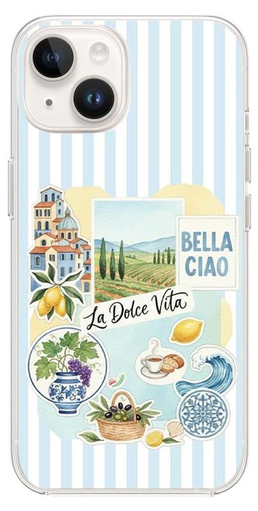 Flexible Hülle für das iPhone 14 Plus, TPU Silikon transparent, Urlaub in Italien, italienische Spezialitäten, La Dolce Vita