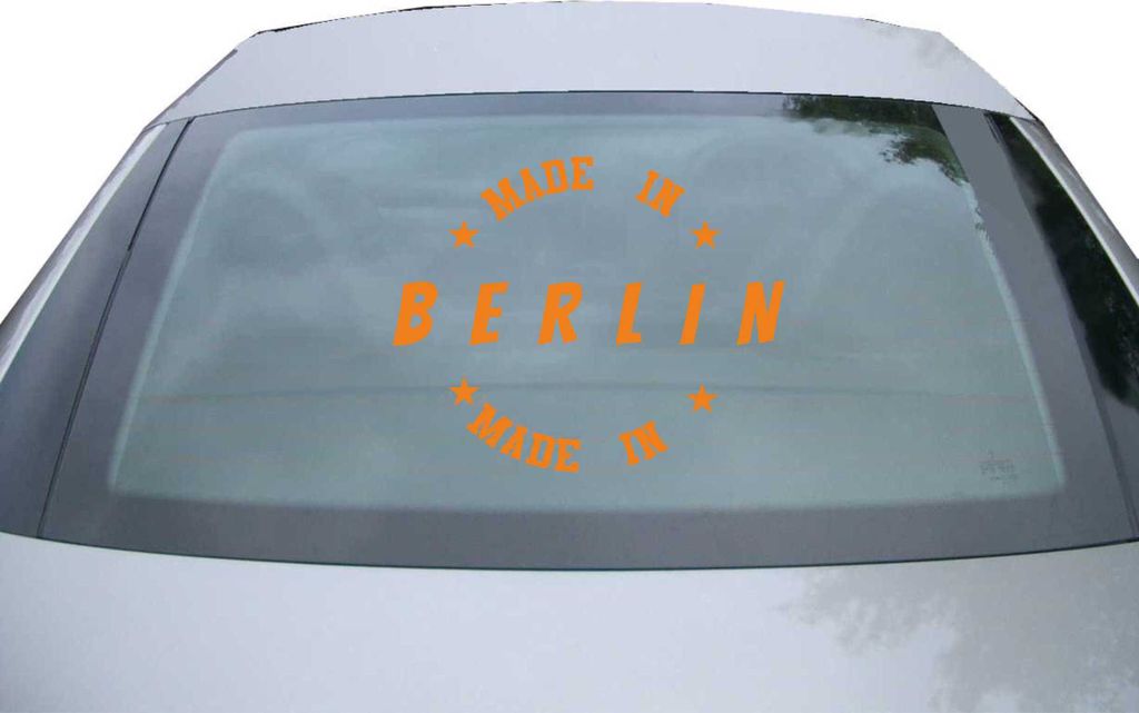 Indigos UG - Aufkleber Heckscheibe & Motorklappe DE7020 - orange - 600x490 mm - Berlin - Auto Scheiben Fenster Heckklappe Tuning Racing JDM - Die cut