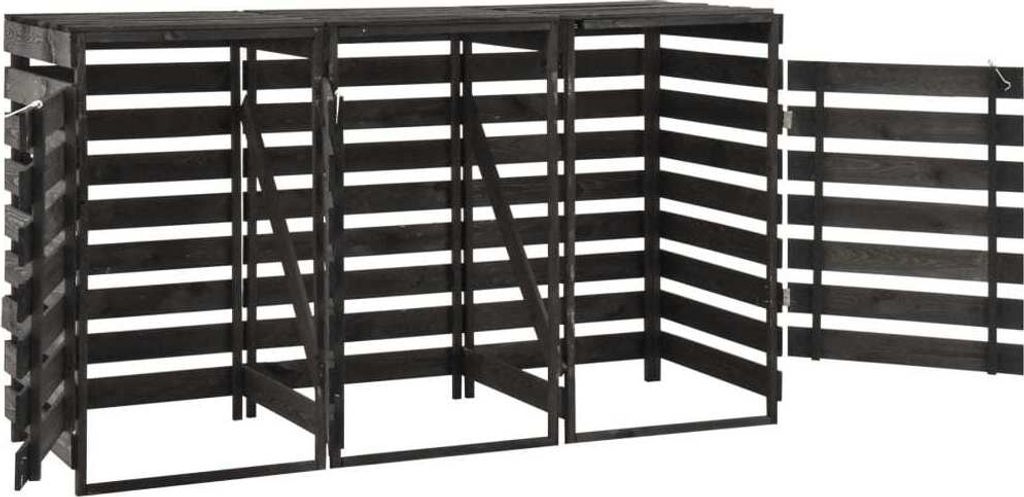 vidaXL Box na 3 koše 210x75x121 cm z masívneho borovicového Obrázok produktu 