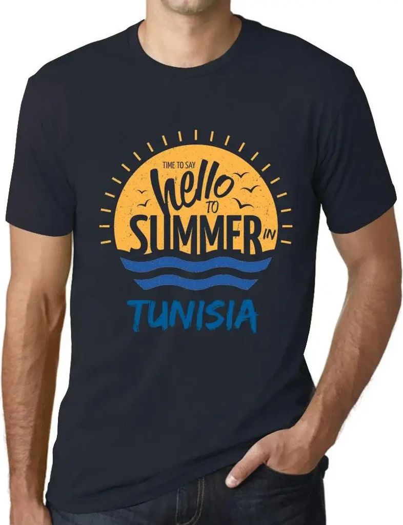 Herren Grafik T-Shirt Zeit dem Sommer in Tunesien Hallo zu sagen – Time To Say Hello To Summer In Tunisia – Öko-Verantwortlich Vintage Jahrgang