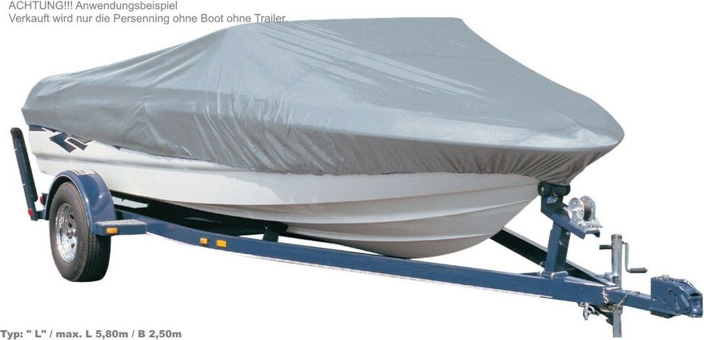 Persenning für Boot bis 5,8m Plane Abdeckung Motorboot grau Produktbild 