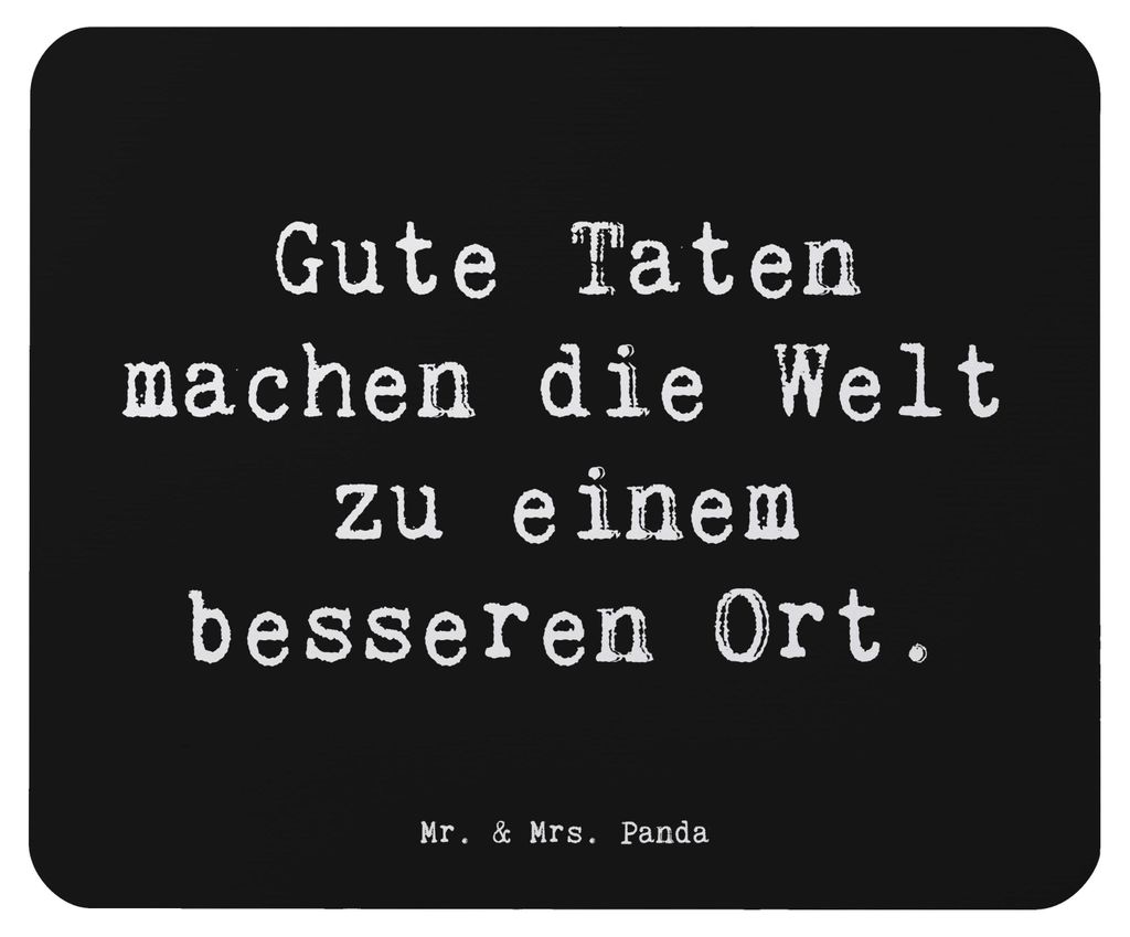 Mr. & Mrs. Panda Mousepad Spruch Freundlichkeiten verbreiten - Schwarz - Geschenk, Mouse Pad, Freude, Kettenreaktion, Freundlichkeit entfacht, Tros...