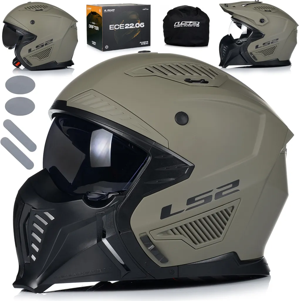 Casque jet LS2 OF606 DRIFTER Solide Sable Opaque Moto Scooter XS