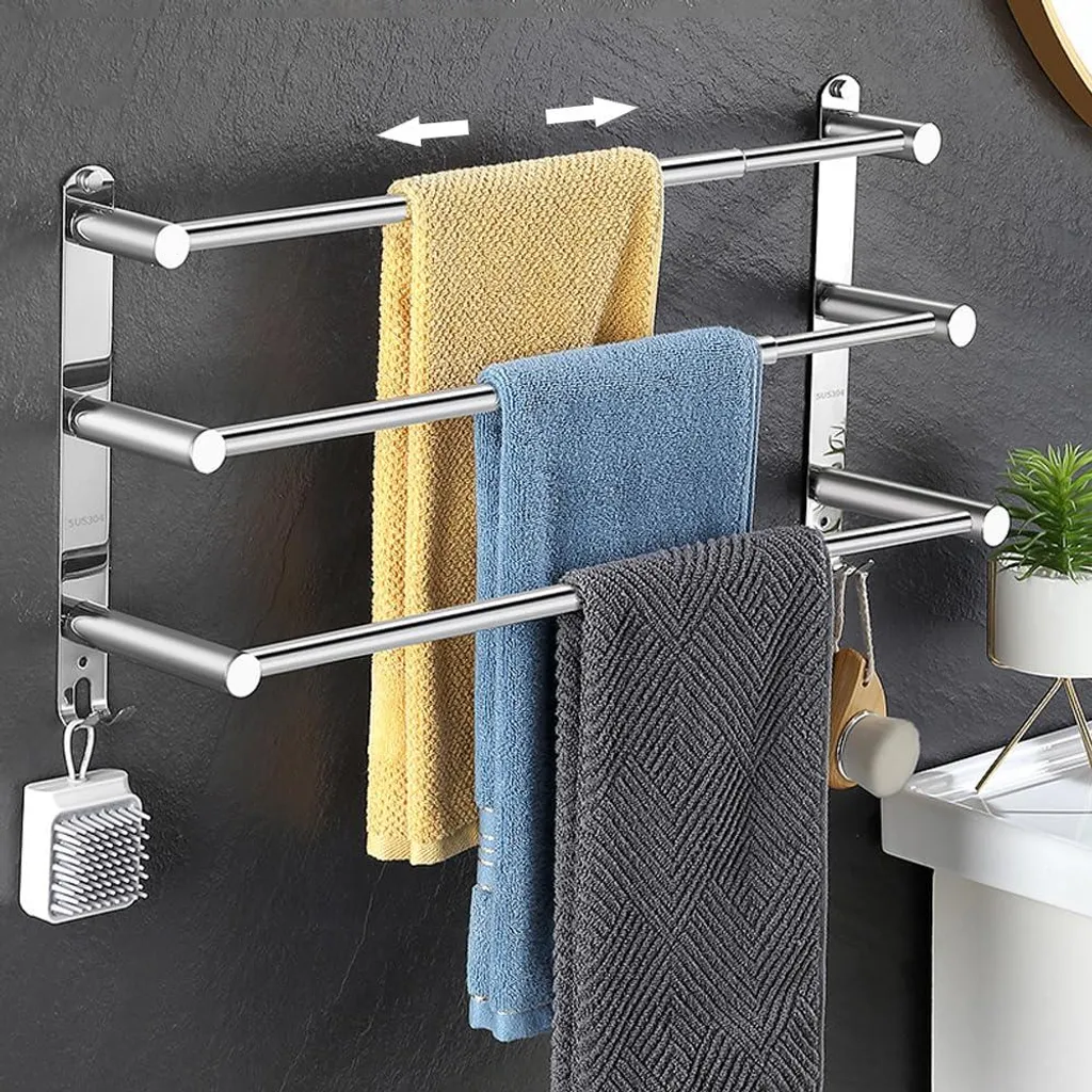 Porte-serviette mural extensible pour petite salle de bain et cuisine
