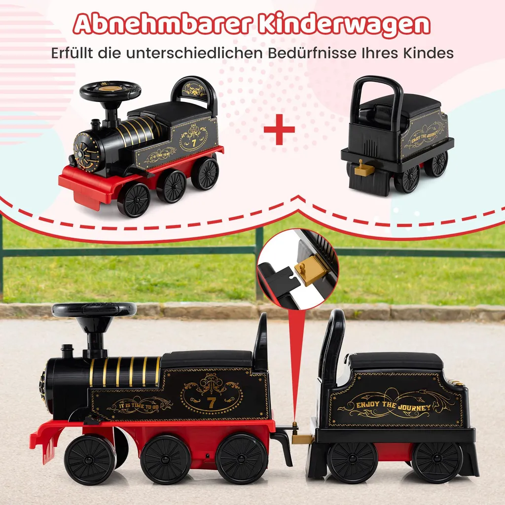 Train électrique 6V avec wagon de rangement et sons d'animaux interactifs - 4