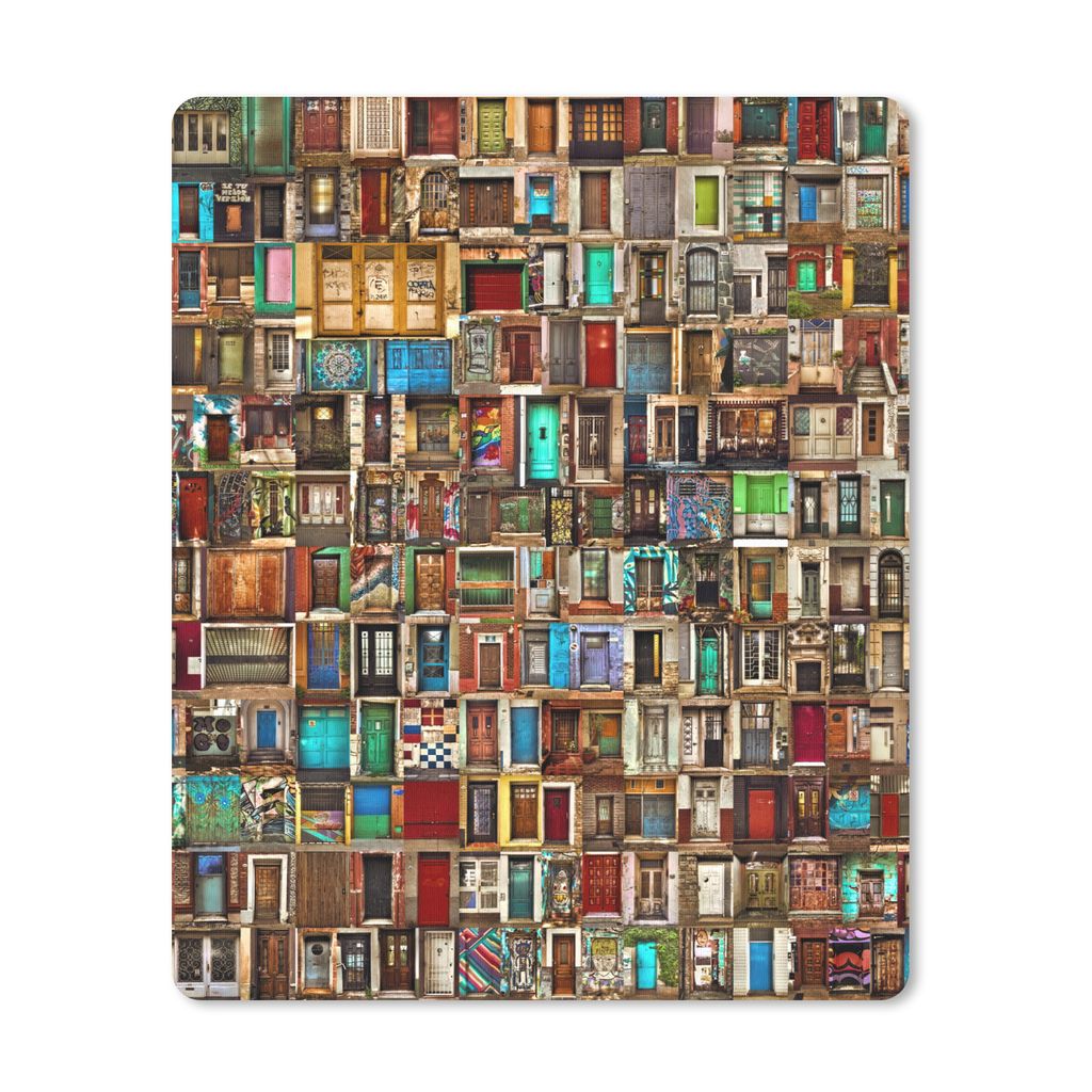 MuchoWow Mauspad Mousepad Türen - Bunt - Collage - Architektur 19x23 cm - Mousepads - Maus Mat - Pad - Mausunterlage - Mauspads - Spielen