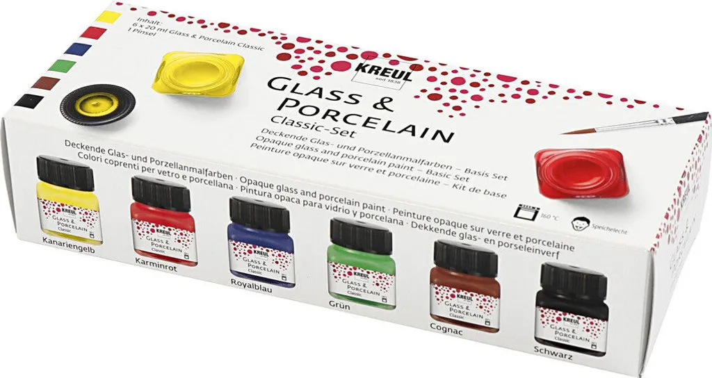 Peinture Porcelaine et Verre Kreul Opaque 6 Couleurs Kit Loisirs Créatifs