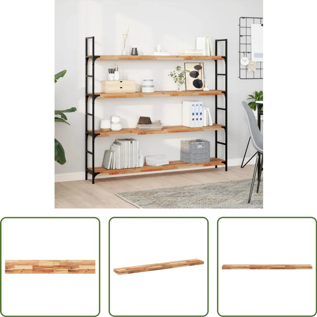 The Living Store Mensola galleggiante 160x20x4 cm in legno massiccio di acacia trattato a olio