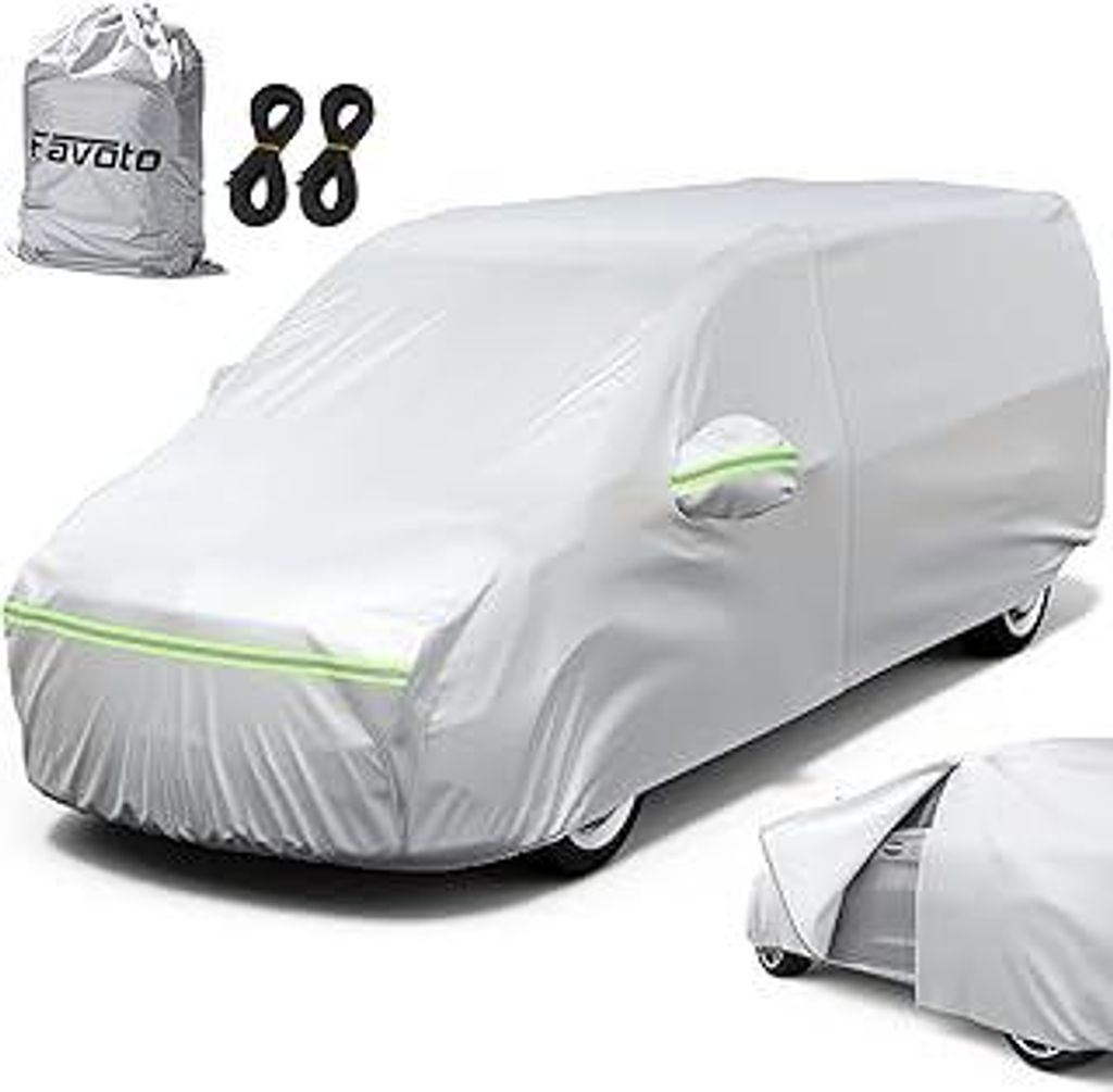 Favoto Autoabdeckung Vollgarage Wasserdicht Winddicht Staubdicht UV-Schutz für MPV 495–535 cm Autoplane Autohülle Winter & Sommer Ganzjahres