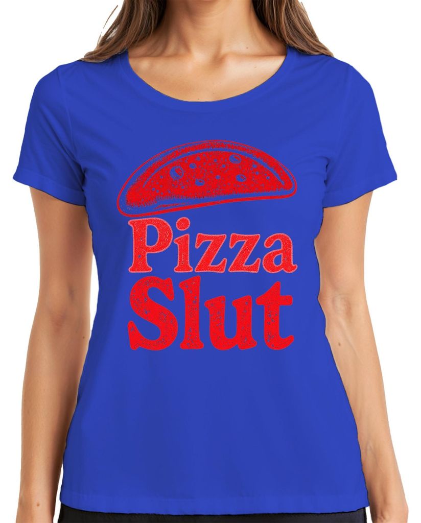Pizza Slut Pizza Fan Pizzeria Fastfood Lustig Geschenk Retro Damen T-Shirt, Blau, L