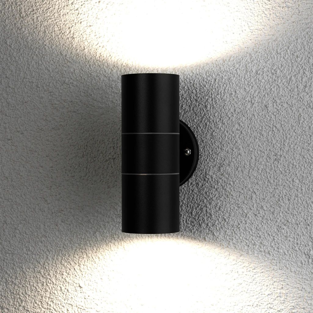 LUMILED Wandleuchte außen Außenleuchte Wandstrahler Außenwandleuchte Terrasse Fassade Downlight IP44 schwarz Spot GU10 oben und unten Aluminium