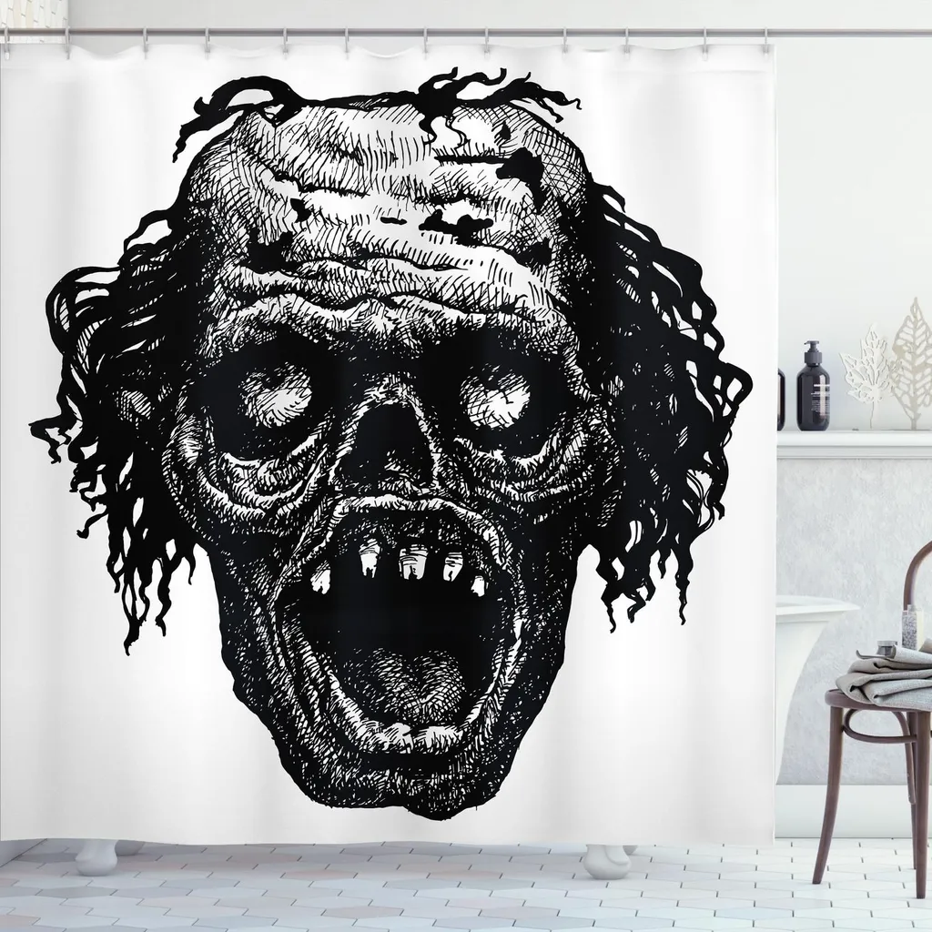 Tenda Doccia 175x240 Halloween Zombie - Tessuto Anti-Muffa ABAKUHAUS