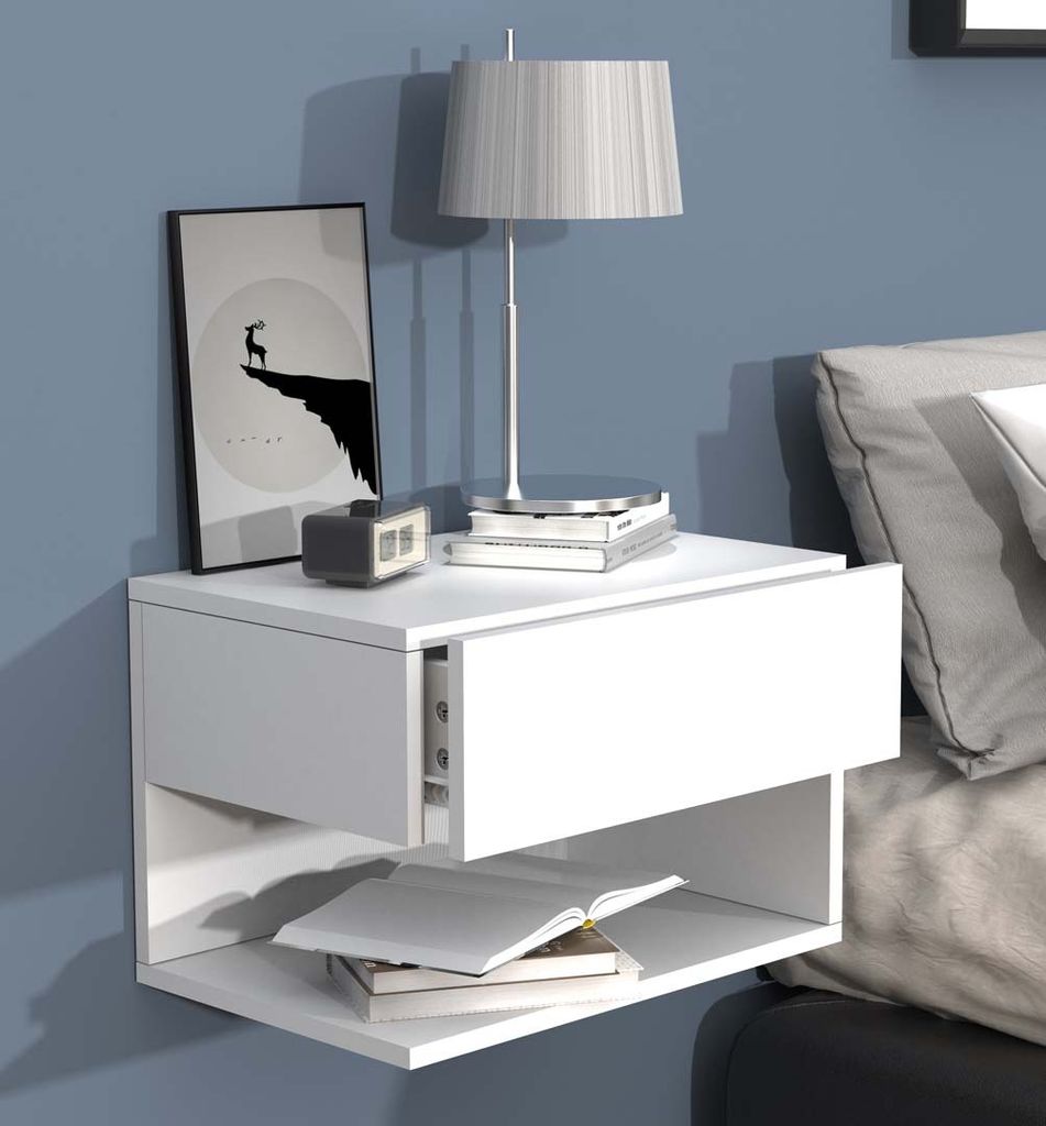 VCM Nachtschrank | Wandschublade | Wandboard | Nachttisch | Maße ca. H. 30 x B. 45 x T. 32 cm - Usal XL 45 cm
