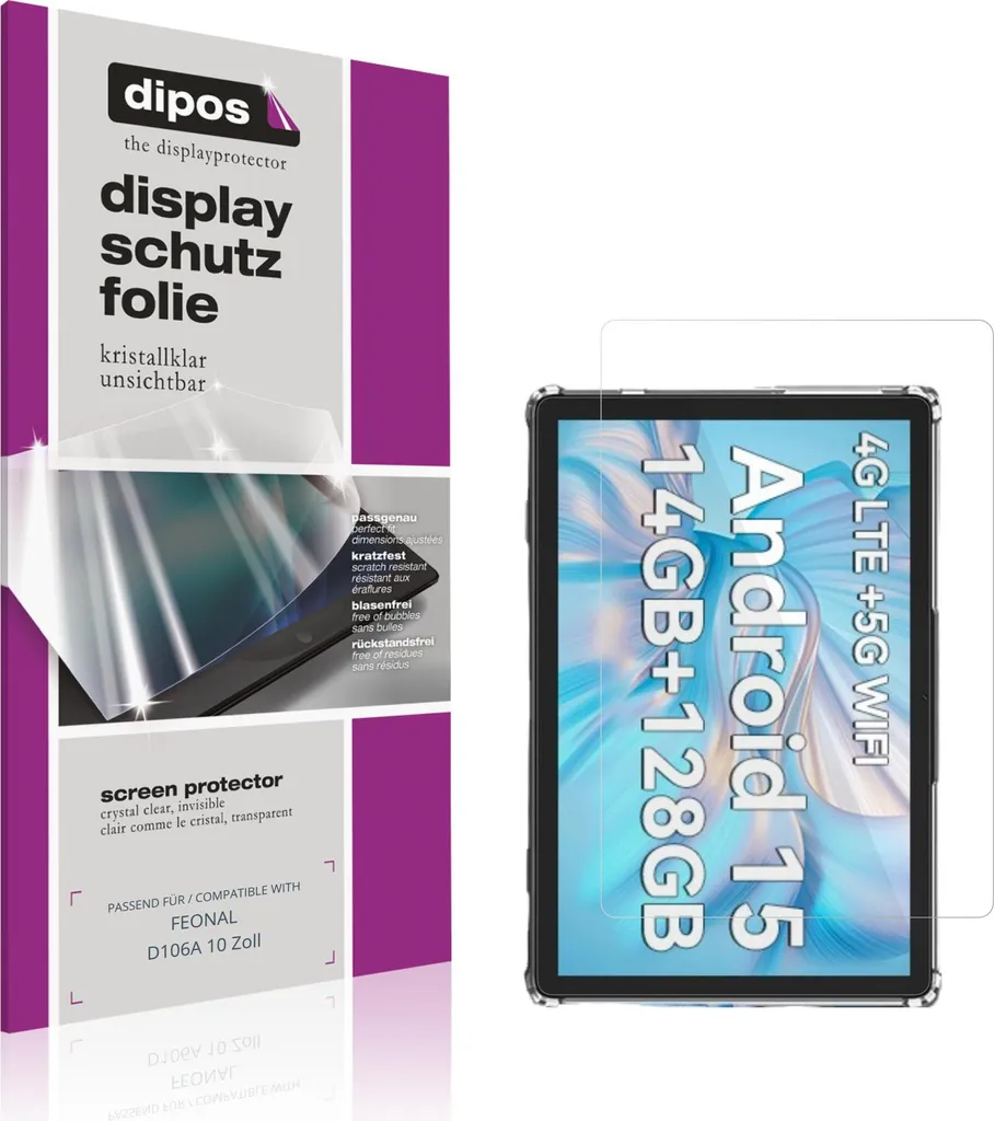 Set 2 Pellicole FEONAL D106A 10.1" Protezione Schermo dipos Ultra Clear