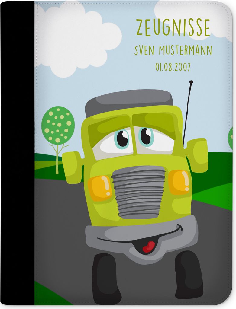 Zeugnismappe, Dokumentenmappe, Ordner A4, Auto Lastwagen 0 mit Klarsichthüllen