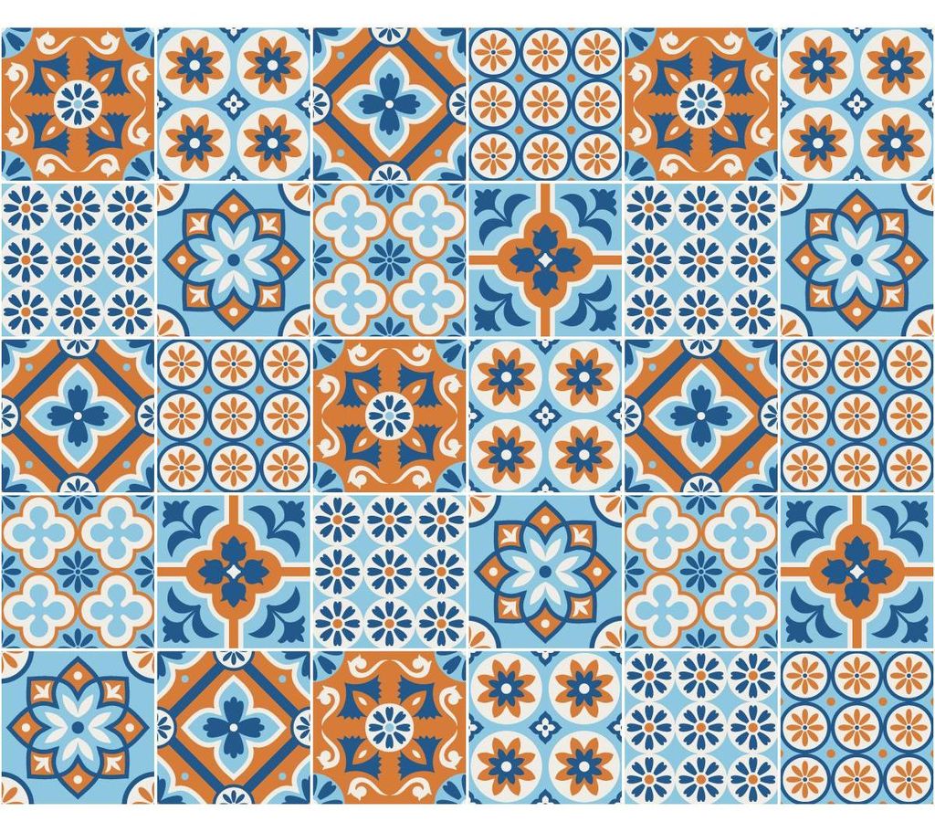 Selbstklebende Fliesen-Wandaufkleber für Küche und Bad – 30 Filipia Azulejo Fliesenaufkleber – 30 Aufkleber 20 x 20 cm