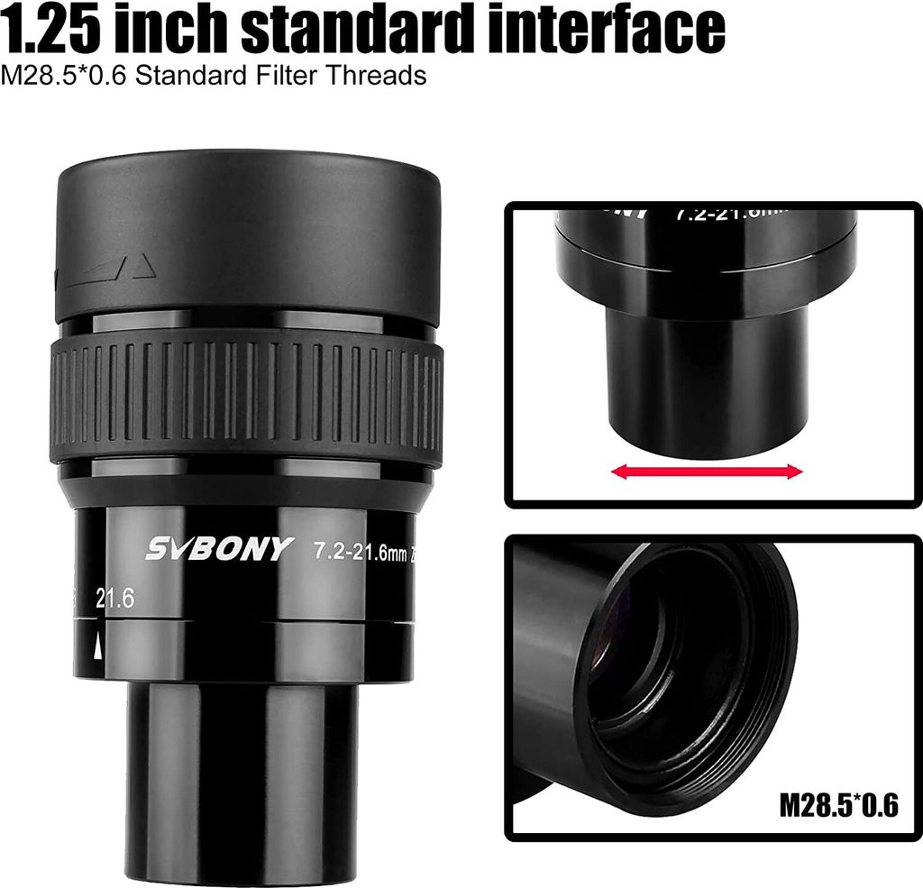 Svbony SV191 Zoom okulár teleskopu 1,25 palce, 7,2-21,6 mm Obrázek produktu 3
