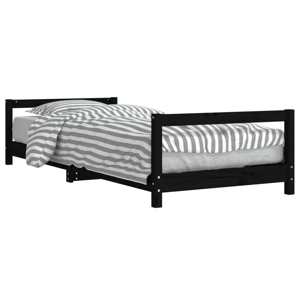 "SALE 2026"Kinderbett - elegante Design - Einzelbett - Schwarz 90x200 cm Massivholz Kiefer - Kinderbetten DE8054926