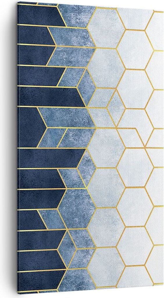 Bild auf Leinwand - Leinwandbild - Einteilig - Abstraktion Figuren Geometrisch - 45x80cm - Wand Bild - Wanddeko - Wandbilder - Leinwanddruck - Bild...