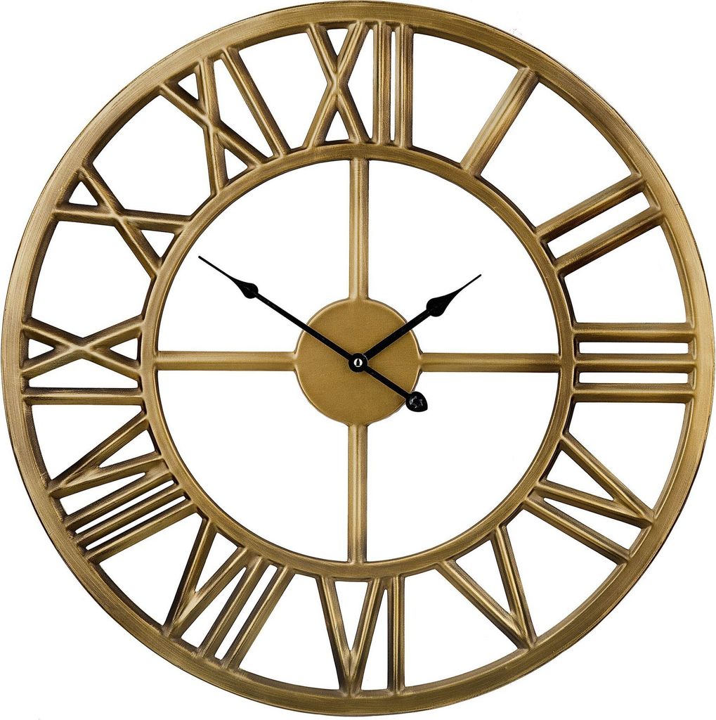 BELIANI Wanduhr Gold ø 61 cm Eisenhaltig Rund im Vintage Look