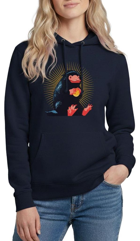 Spreadshirt Phantastische Tierwesen 3 Niffler Damen Hoodie, S, Navy